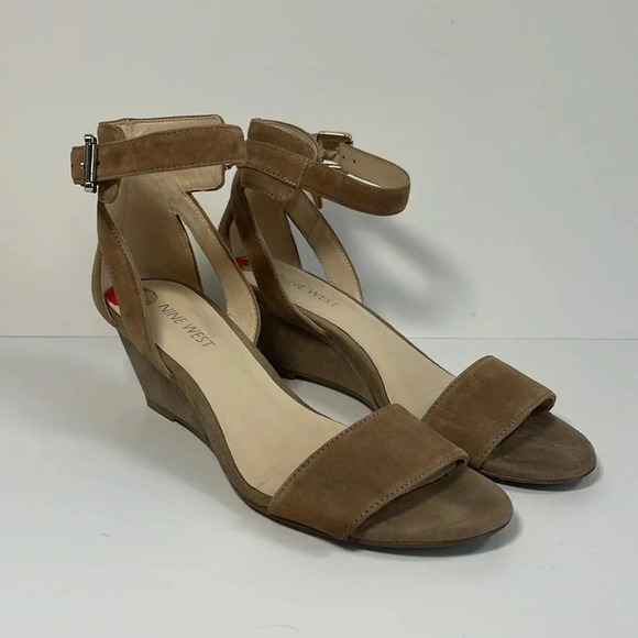 Nine West Ventana Ankle Strap Sand Demi Wedge Sandals Women's Size 6 - Picture 1 of 8